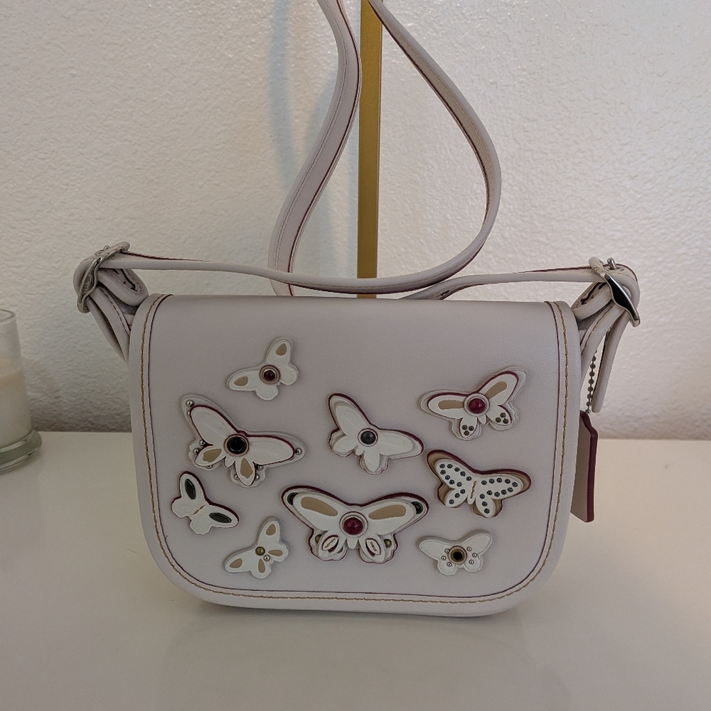 Coach Small Saddle Bag Butterfly Cream EUC - Picture 4 of 8